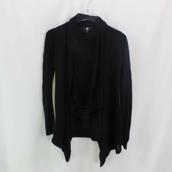 Iz Byer Womens Cardigan Sweater Black Long Sleeve Open Front Cable Knit - Picture 1 of 9